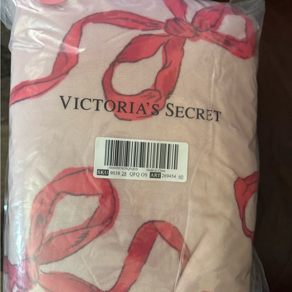 Victoria's Secret Pink blanket with pink Ribbon Accents
